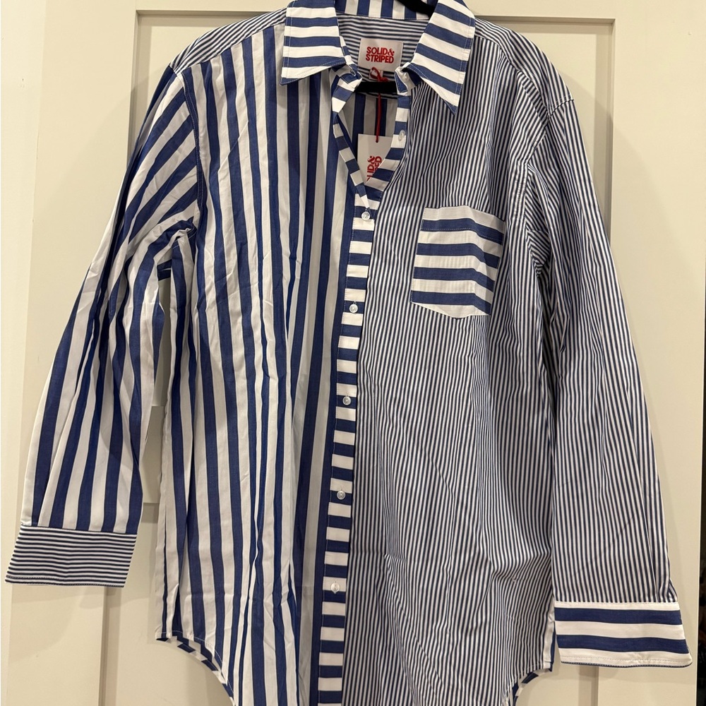 SOLID & STRIPED women's Dual Blue Striped Shirt
